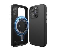elago Magnetic Leather Case Compatible with iPhone 15 Pro Case, Compatible with MagSafe, Premium Vegan PU Leather, Built-in Strong Magnets, Full Body Protective Cover [5 Layer Structure] (Black)