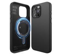 elago Magnetic Leather Case Compatible with iPhone 15 Pro Max Case, Compatible with MagSafe, Premium Vegan PU Leather, Built-in Strong Magnets, Full Body Protection [5 Layer Structure] (Black)