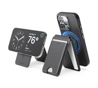 elago Magnetic Leather Wallet Compatible with MagSafe for iPhone 16/15/14/13/12 Series - Adjustable Stand Type Phone Wallet, Vegan Leather, Multi-Angle, Card-Pressing Mechanism (Black)