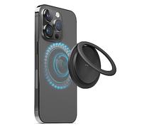 elago Magnetic Phone Ring Holder Compatible with MagSafe - 360 Rotating, Adjustable Flip Stand, Detachable & Easy to Charge Grip Compatible with iPhone 16, 15, 14, 13, 12 Series (Black)