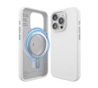 elago Magnetic Silicone Case Compatible with iPhone 15 Pro Case, Compatible with MagSafe All Accessories, Built-in Magnets, Premium Silicone, Full Body Protective Cover [5 Layer Structure] (White)