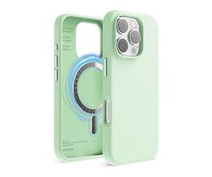 elago Magnetic Silicone Case Compatible with iPhone 16 Pro Case 6.3 Inch Compatible with All MagSafe Accessories - Built-in Magnets, Soft Grip Silicone, Shockproof (Soft Mint)