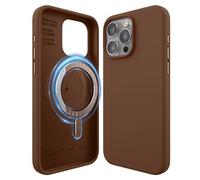 elago Magnetic Silicone Case for iPhone 15 Pro Max Brown | Compatible with MagSafe, Built-in Magnets, Soft Grip Silicone, Shockproof (Brown)
