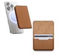 elago Magnetic Vegan Leather Wallet Card Holder 3-Cards Compatible with MagSafe for iPhone 17/16/15/14/13/12 Series - Secure Phone Wallet, Scratch and Damage Protection (Brown)