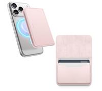 elago Magnetic Vegan Leather Wallet Card Holder 4-Cards Compatible with MagSafe for iPhone 17/16/15/14/13/12 Series - Secure Phone Wallet, Scratch and Damage Protection (Lovely Pink)
