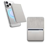 elago Magnetic Vegan Leather Wallet Card Holder 4-Cards Compatible with MagSafe for iPhone 17/16/15/14/13/12 Series - Secure Phone Wallet, Scratch and Damage Protection (Light Grey)