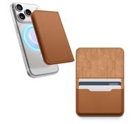 elago Magnetic Vegan Leather Wallet Card Holder 4-Cards Compatible with MagSafe for iPhone 17/16/15/14/13/12 Series - Secure Phone Wallet, Scratch and Damage Protection (Brown)