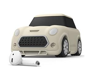 elago MINI CAR Case with Keychain Designed for AirPods 2, Designed for AirPods 1 - Headlights and Taillights Glow in the dark (Classic White)
