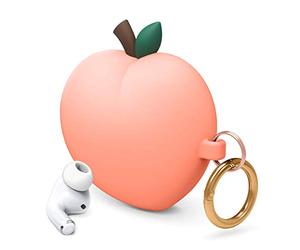 elago Peach Case Cover Compatible with Apple AirPods Pro Case, 3D Cute Design Case Cover with Keychain (Peach)