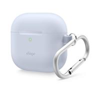 elago Silicone Case Compatible with AirPods 4 Case - Carabiner Included, Supports Wireless Charging, Shock Resistant, Full Protection, Headphone Accessories (Light Blue)