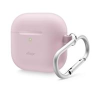 elago Silicone Case Compatible with AirPods 4 Case - Carabiner Included, Supports Wireless Charging, Shock Resistant, Full Protection, Headphone Accessories (Lavender)