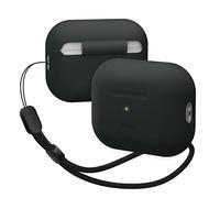 elago Silicone Case Compatible with Apple AirPods Pro 2nd Generation Case Cover Round Strap Included, Protective Case, Front LED Visible, Supports Wireless Charging (Black)