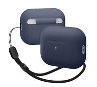 Elago Silicone Case for Apple AirPods Pro 2nd Gen, Protective Cover with LED Visibility, Supports Wireless Charging, Includes Round Strap, Jean Indigo