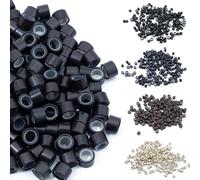 Elailite 200 Pcs Micro Rings 6mm Silicone Lined Links Beads Linkies For 1g Pre Bonded I Tip Human Hair Extensions - Dark brown