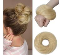 Elailite Hair Buns Scrunchy Updo Hair Piece Hair Extensions Donut Hair Chignons - 100% Real Remy Human Straight Hair - #613 Bleach Blonde