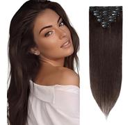 Elailite Hair Extensions Clip in Real Human Hair Remy #02 Dark Brown 8 Pcs Invisible Thin Weft - 20 Inch