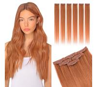 Elailite Hair Extensions Clip In Real Human Hair Remy Single Clip Double Weft 6 Pcs Seamless Highlights Hairpieces Straight - #33 Dark Auburn - 10 Inch 31g