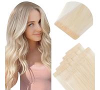Elailite Injected Tape in Hair Extensions Human Hair - Invisible Skin Weft Remy Natural Real Hair Extension Straight 10 Pcs 25g - #613 Bleach Blonde - 22 Inch