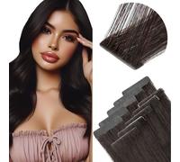 Elailite Invisible Injection Tape in Hair Extensions Human Hair - Skin Weft Remy Natural Real Hair Extension Straight 10 Pcs 25g - #1B Natural Black - 18 Inch