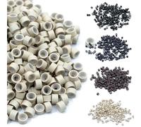 Elailite Micro Rings 5mm Beige Silicone Lined 500 Pcs Links Beads Linkies for Pre Bonded I Tip Micro Loop Human Hair Extensions
