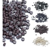 Elailite Micro Rings 5mm Light brown Silicone Lined 500 Pcs Links Beads Linkies for Pre Bonded I Tip Micro Loop Human Hair Extensions