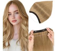 Elailite One Piece Invisible Secret Wire Clip Hair Extension Headband Real Human Hair Straight - #27 Dark Blonde - 12 Inch (55 g)