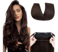 Elailite One Piece Secret Wire in Hair Extensions Real Human Hair Clip in Headband Extension Invisible Straight - #02 Dark Brown - 18 Inch (95 g)