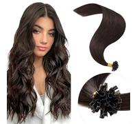 Elailite Pre Bonded Hair Extensions 1G Real Human Hair Keratin Bond U Tip Hot Fusion Extension 25 Strands - #2 Dark Brown - 24 Inch (25 g)