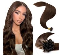 Elailite Pre Bonded Hair Extensions 1G Real Human Hair Keratin Bond U Tip Hot Fusion Extension 25 Strands - #4 Medium Brown - 16 Inch (25 g)
