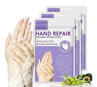 ELAIMEI 3 Pack Hands Moisturizing Gloves, Hand Masks Hand Care Spa Treatment to Sooth, Serum Vitamins Natural Plant Extracts for Dry, Aging, Cracked Hands Intense Skin Nutrition Hand Care (Lavender)