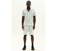 ELAINA FASHION Men's Striped Short Sleeve Shirt & Shorts Co-Ord Set in Light Blue | Size: Medium ELAINA FASHION Light Blue M
