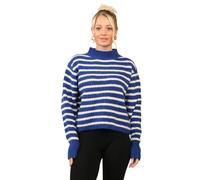 ELAINA FASHION Women's Cosy Striped Jumper with Mock Neck - Soft Acrylic Knit B/W | Size: Medium/Large ELAINA FASHION Multicolor M/L