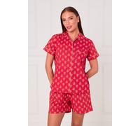 ELAINA FASHION Women's Cotton Printed Shorts PJ Set in Red | Size: Small Redken Red S