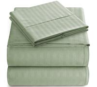 Elaine Karen Italian Collection - 4pc Luxury Soft Microfiber Hypoallergenic Deep Pocket 1800 Series Sage Green Striped Bedding