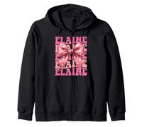 ELAINE Name Coquette Bow Aesthetic for Women Girls Zip Hoodie