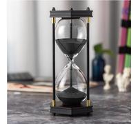 ELAINESTORE Hourglass Timer 60 Minute, Hexagon Wooden Sand Timer, Black