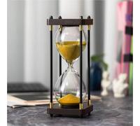 ELAINESTORE Hourglass Timer 60 Minute, Metal Wooden Frame Decorative Sand Timer (Golden Sand, Large Size)