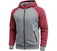 Elainone Hoodies for Men UK Color Block Warm Fleece Pullover Casual Hoody Zip Up Sweatshirt with Pockets