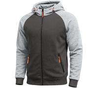 Elainone Hoodies for Men UK Color Block Warm Fleece Pullover Casual Hoody Zip Up Sweatshirt with Pockets Dark Grey