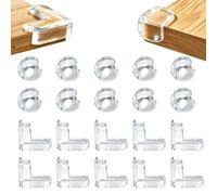 Elalove Pack of 20 Corner Protection Edges Baby Edge Protection Transparent Self-Adhesive L-Shaped and Spherical Table Edge Protection Corners Table Corner Protection Children PVC Furniture Protection