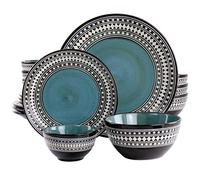 Elama Blue Sage 16 Piece Double Bowl Stoneware Dinnerware Set in Blue