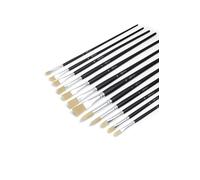 Elan Premium Paint Brush Set, 12 PCS Long Handle Synthetic Hog Brushes with Angled, Filbert, Flat, and Round Paintbrushes for Oil Painting