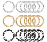 ELANE 18 Pcs Spring O Rings,Mini Locking Carabiner,Small Carabiner Rings Bulk for Crafts Keyrings Buckle Bags Purses Paper DIY (6Gold+6Silver+6Black-OD1.3inch)