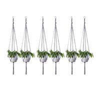 ELANE 6PCS Macrame Plant Hanger Indoor Hanging Planter Basket Decorative Tassels Flower Pot Holder for Indoor Outdoor Home Decor(6Pcs Grey)