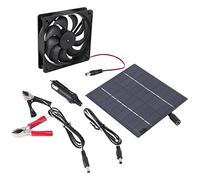 Elantoexis 10W Solar Panel Powered Fan Mini Ventilator for Dog Chicken House Greenhouse RV Roof