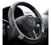 Elantrip Leather Large Steering Wheel Cover 15 1/2 to 16 inch Soft Grip Breathable for Car Truck SUV Jeep Anti Slip Black and Gray