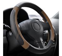 Elantrip Leather Steering Wheel Cover 14 1/2 to 15 inch Universal Padded Soft Grip Breathable for Car Truck SUV Jeep Anti Slip Brown
