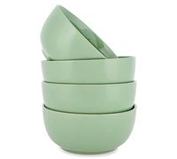 Elanze Designs Bistro Glossy Ceramic 6.5 inch Dinnerware Bowls Set of 4 - Perfect for Everyday uses from Soup, Pasta, Salad, Cereal, Ice cream, Ramen and Pho, Sage Green