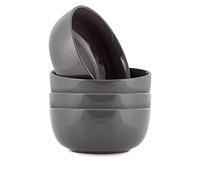 Elanze Designs Bistro Glossy Ceramic 7 inch Dinnerware Bowls Set of 4 - Perfect for Everyday uses from Pasta to Salad, Cereal to Ice cream, Ramen to Pho, Charcoal Grey