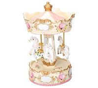 Elanze Designs Cupid Rose Garland Horses Musical Carousel 10 inch Rotating Figurine Plays Tune Carousel Waltz